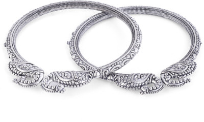 HIMOR Oxidised Silver Silver Coated Bangle Set(Pack of 2)