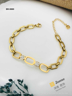 G18 STYLE HOUSE Stainless Steel Ruby Gold-plated Bracelet