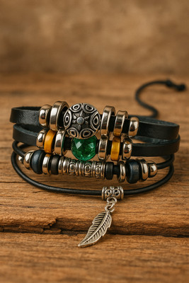 Jewelz Leather Silver Bracelet