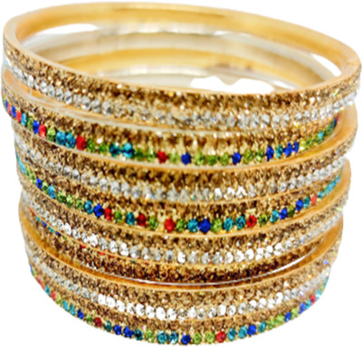 NAVMAV Alloy Crystal Bangle Set(Pack of 8)