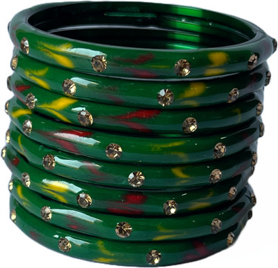 Karaavi Glass Crystal Bangle Set(Pack of 8)