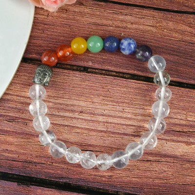 CRYSTU Stone, 7 Chakra Beads, Agate, Crystal, Quartz Bracelet