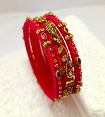 VNHANDICRAFTS Fabric, Stone, Dori Bangle Set(Pack of 3)
