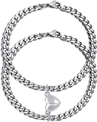 ruby collection Stainless Steel Silver Bracelet(Pack of 2)