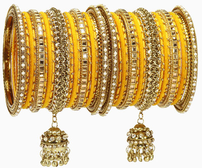Rijoli Metal Zircon Gold-plated Bangle Set(Pack of 34)