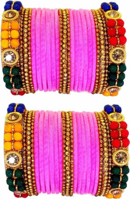 RADHA MOHAN EMPIRE Fabric, Glass Bangle Set(Pack of 46)