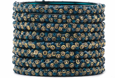 Rijoli Glass Zircon Bangle Set(Pack of 8)