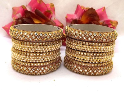 Rajwadi Metal, Plastic, Alloy Pearl Gold-plated Bangle Set(Pack of 22)