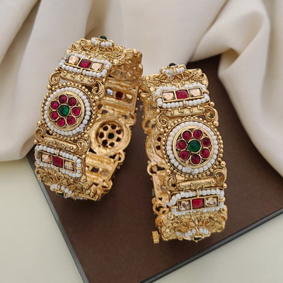VEYTRI Brass Gold-plated Bangle Set(Pack of 2)