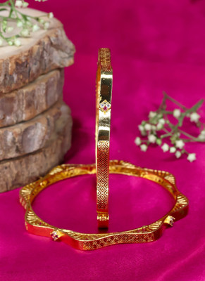Swarnaari Brass Gold-plated Bangle Set(Pack of 2)