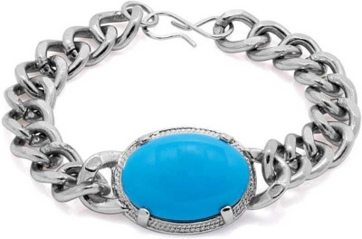 P.R.Prints Stainless Steel Turquoise Silver Coated Bracelet