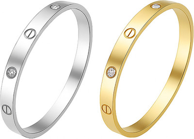 Goldiwala Stainless Steel Diamond, Ruby, Garnet Gold-plated Bracelet(Pack of 2)