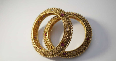 Watersoft Technology Brass Gold-plated Kada(Pack of 2)