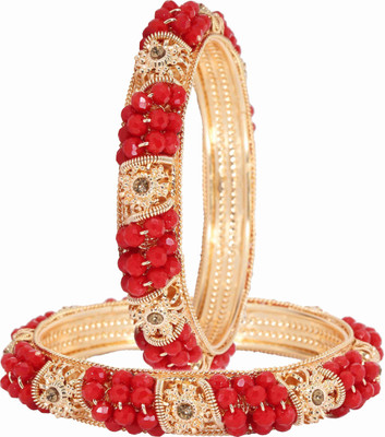 ZULKA Metal, Alloy Pearl, Zircon Gold-plated Bangle Set(Pack of 2)