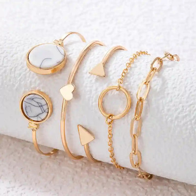 TVI Alloy Gold-plated Bracelet Set(Pack of 5)