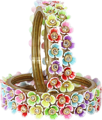 ZULKA Glass Diamond, Zircon Bangle Set(Pack of 4)