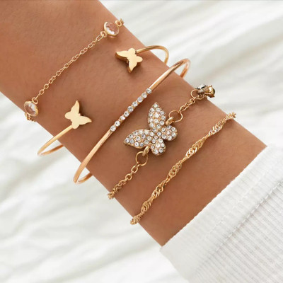 Vembley Alloy Cubic Zirconia Gold-plated Bracelet Set(Pack of 5)