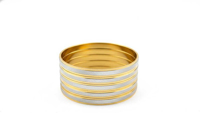 SaI Alloy Cubic Zirconia Gold-plated Bangle Set(Pack of 4)