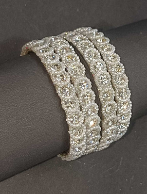 WAQI Alloy Diamond Silver Coated Bangle Set(Pack of 4)