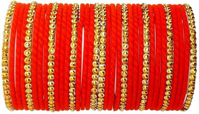 Suhagan Glass Beads Gold-plated Bangle Set(Pack of 34)