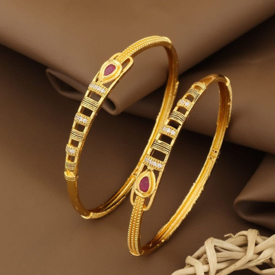 EiVAA Brass Diamond Gold-plated Bangle Set(Pack of 2)