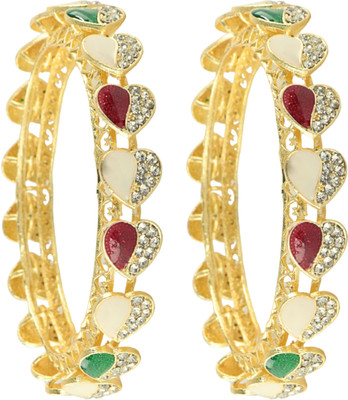 ZULKA Metal Zircon Gold-plated Kada(Pack of 2)
