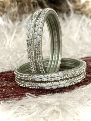 Ziporah Glass Silver Coated Bracelet Set(Pack of 4)