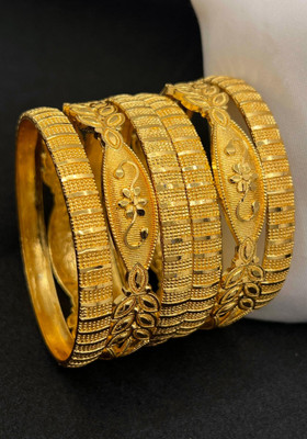 Bajrang Brass, Copper Gold-plated Bangle Set(Pack of 6)