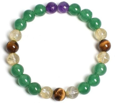 GemVastu Green Aventurine, Amethyst, Crystal, Tiger's Eye, Citrine Beads Charm Bracelet