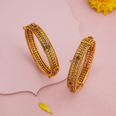 Kushal's Fashion Jewellery Copper Gold-plated Bangle