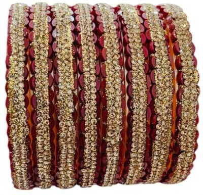 Surekha Gallery Glass Cubic Zirconia Bangle Set(Pack of 8)