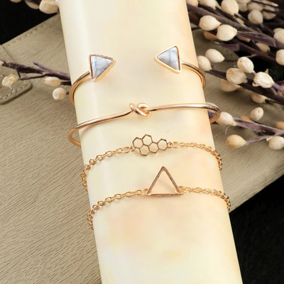 University Trendz Alloy Gold-plated Bracelet Set(Pack of 2)