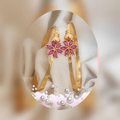 AARYA ENTERPRISES Brass Ruby Gold-plated Bracelet(Pack of 2)