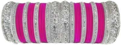 Mayra Creation Metal, Plastic Zircon Silver Bangle Set(Pack of 36)