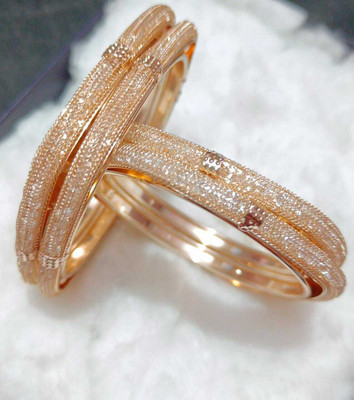 Ronakswear Alloy Cubic Zirconia Gold-plated Bangle Set(Pack of 4)