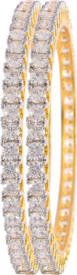 Ratnavali Jewels Brass Cubic Zirconia Gold-plated Bangle Set(Pack of 2)