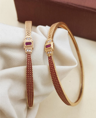 AK Brass Cubic Zirconia, Diamond Gold-plated Bangle