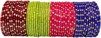 lyychee Glass Beads, Zircon Bangle Set(Pack of 10)