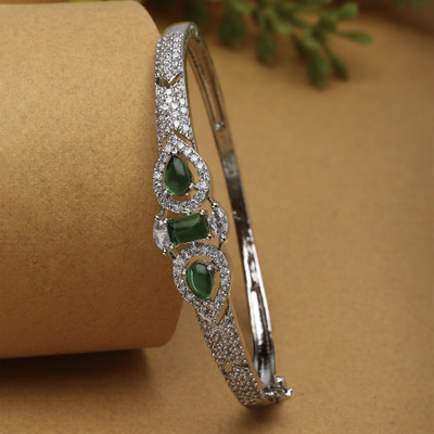 ZENEME Brass Cubic Zirconia Rhodium Bracelet