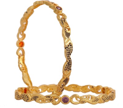 SHREEJIART Alloy Diamond Gold-plated Bangle Set(Pack of 2)