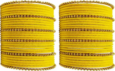 Rajwadi Metal, Fabric, Alloy Gold-plated Bangle Set(Pack of 60)