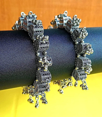 Kaima Oxidised Silver Bangle Set(Pack of 2)
