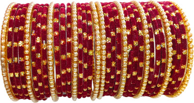 RIJB Glass Pearl Bangle Set(Pack of 34)