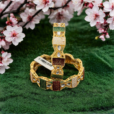 Jumka Designer Alloy Gold-plated Bangle Set(Pack of 2)