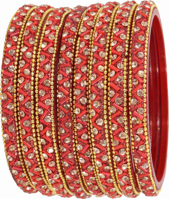 ZULKA Glass Zircon Bangle Set(Pack of 8)
