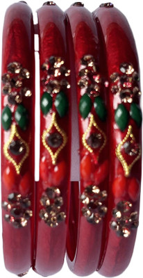 Karaavi Glass Crystal Enamel Bangle Set(Pack of 4)