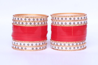 Valya Plastic Garnet Bangle Set(Pack of 44)