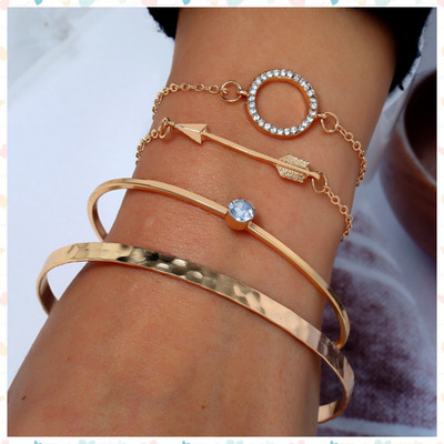 Vimich Alloy Cubic Zirconia Gold-plated Bangle Set(Pack of 4)
