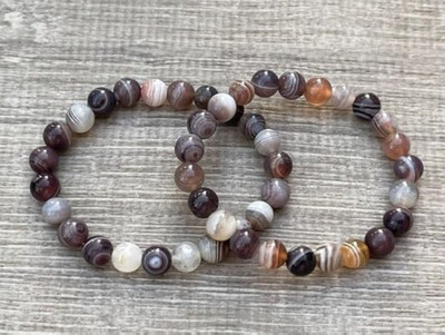 VIBESLE Crystal Beads, Agate Charm Bracelet