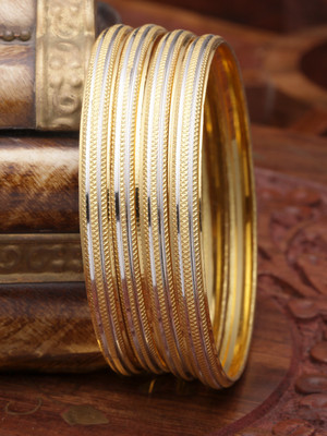 ZENEME Brass Gold-plated Bangle Set(Pack of 4)